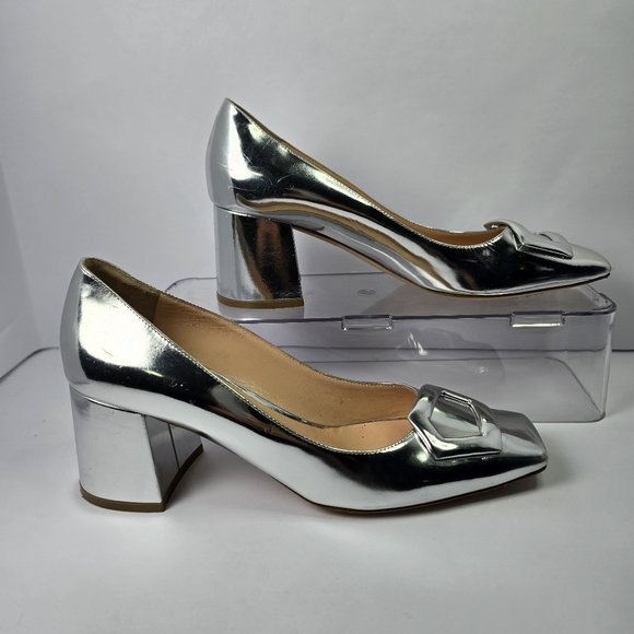 Rupert Sanderson London Naxos Mirror Pump Women's Leather Silver Shoes Size 40/9 - Picture 5 of 16